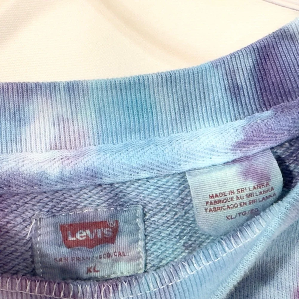 Levis XL Sweatshirt Handmade Tie Dye Crew Neck Pullover Blue Purple 1660 - Picture 3 of 8